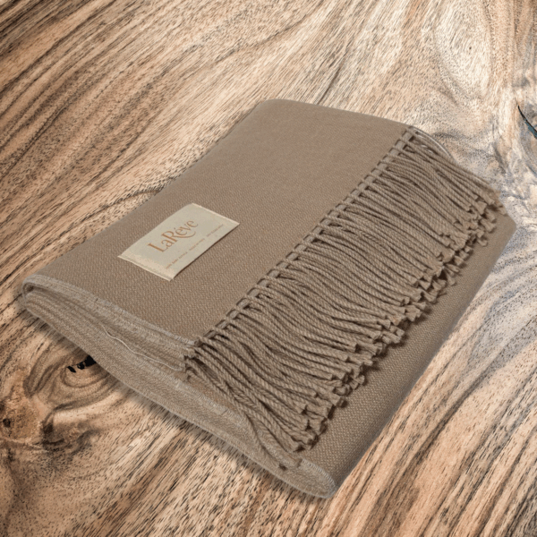 100% Baby Alpaca Two-Tone Sand & Ivory Blanket