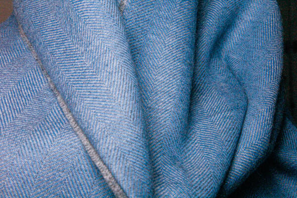100% Baby Alpaca Slate Blue Herringbone Blanket - Image 2