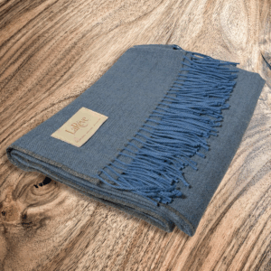 100% Baby Alpaca Slate Blue Herringbone Blanket